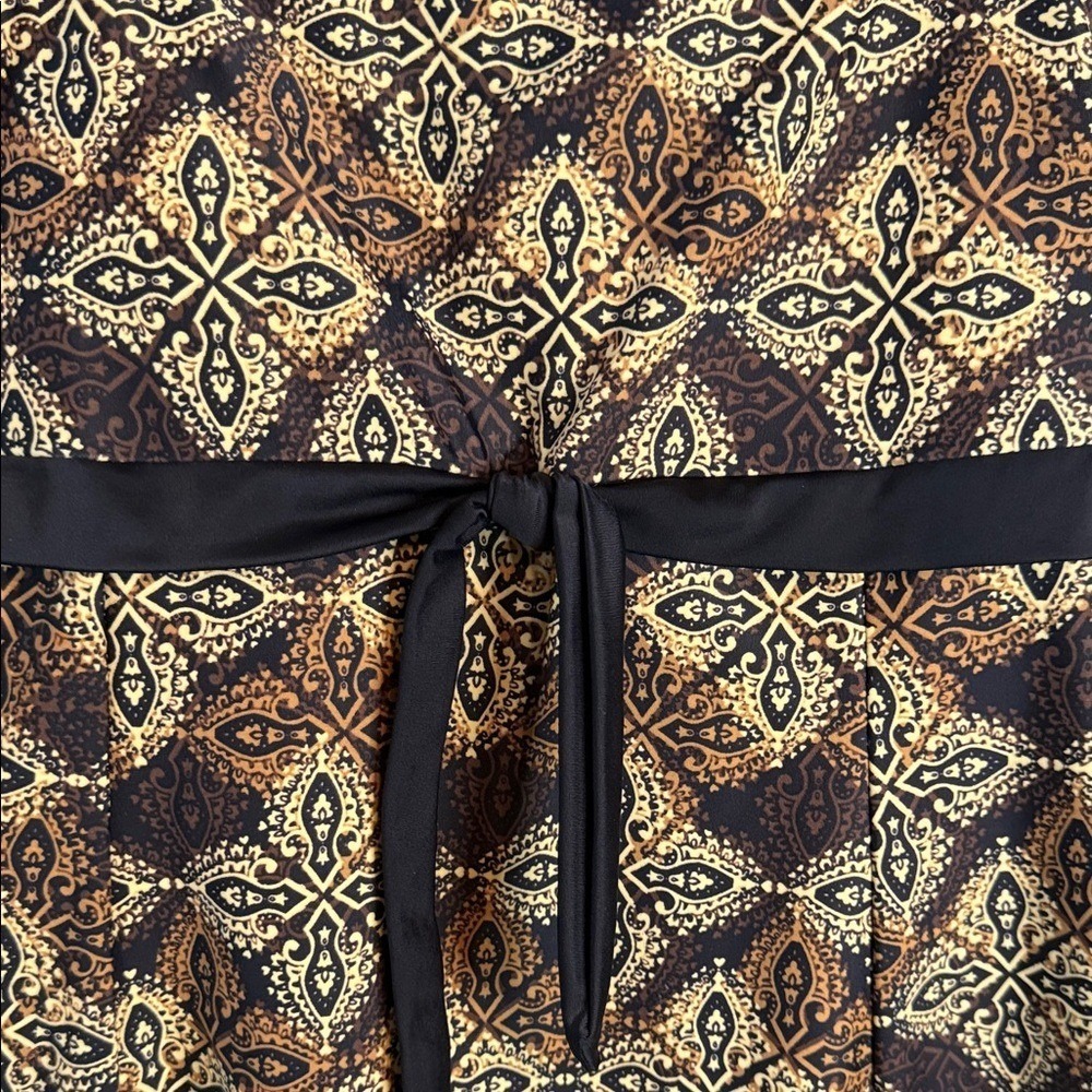 NWT A Shore Fit Brown Black Patterned with Bow Swim Dress 12 - Picture 3 of 10